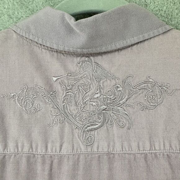 Soft Surroundings Top XL Lavender Button Up Corduroy Embroidered Western Angel - Picture 11 of 15